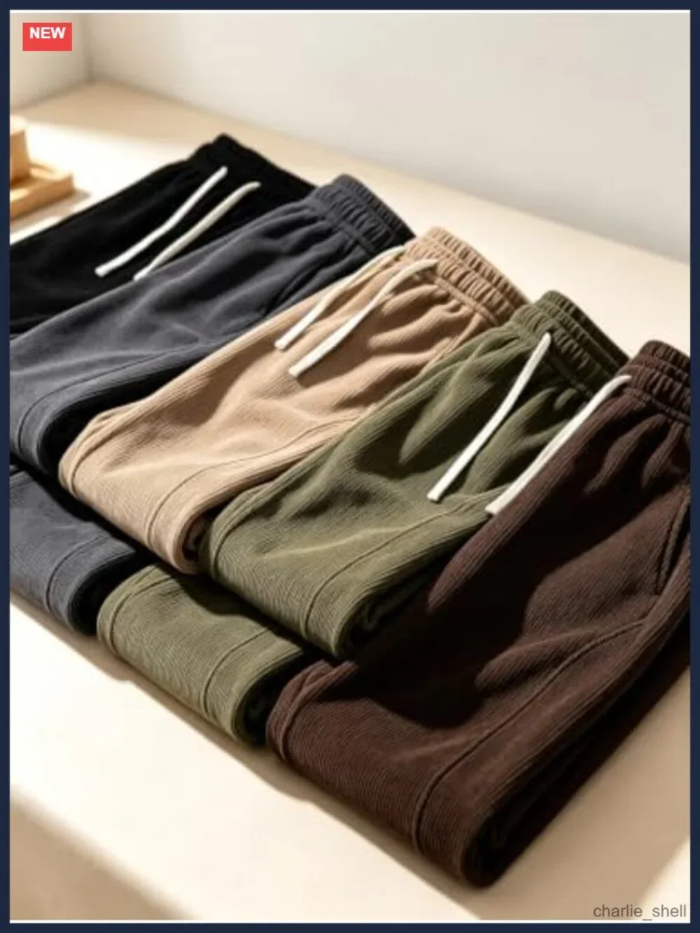 Men's Wide Leg Corduroy Pants Casual Trousers with Pockets